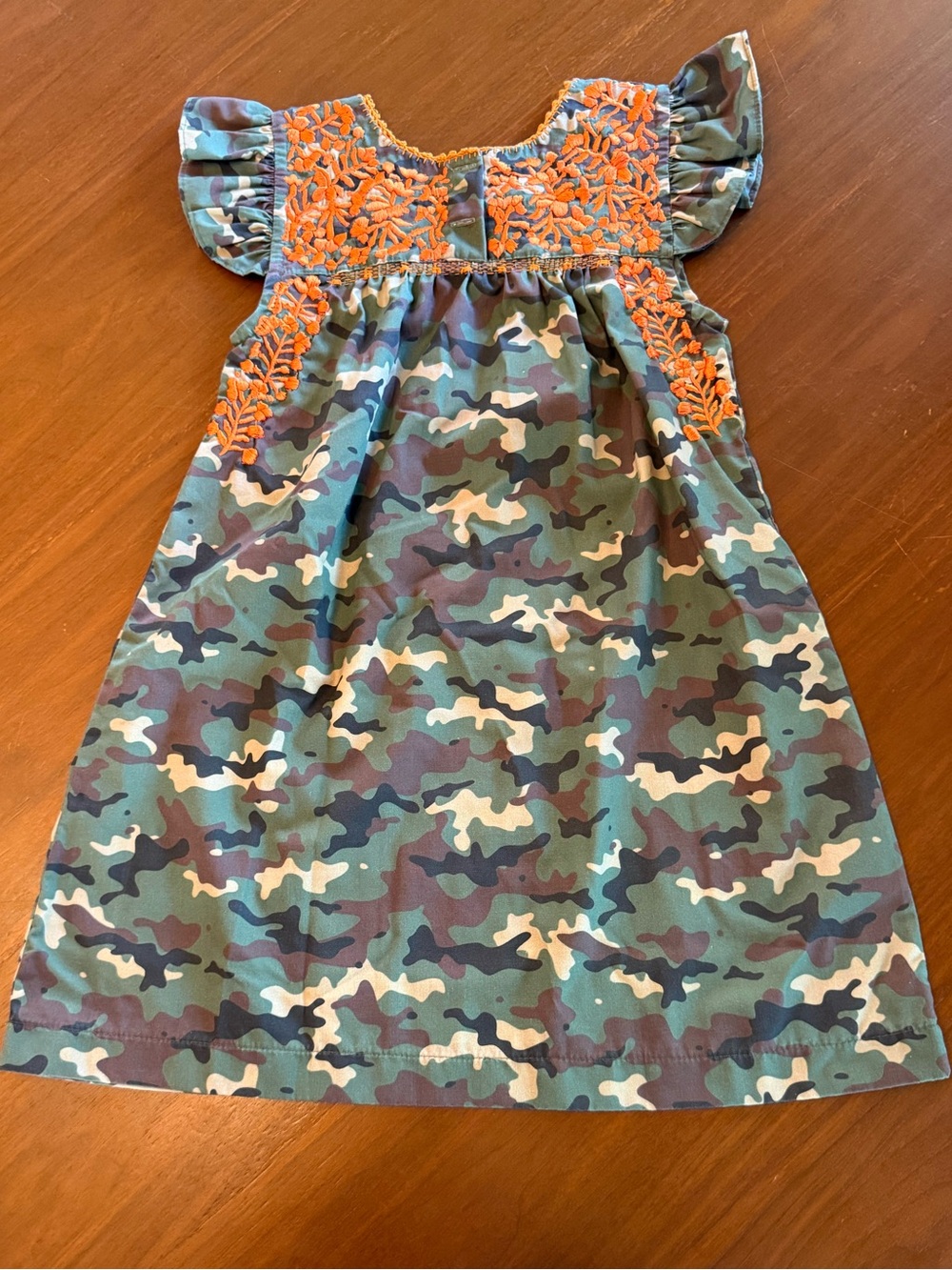 Six Honey Bees Camo Dress w/ Flutter Sleeves - Girls Size 5